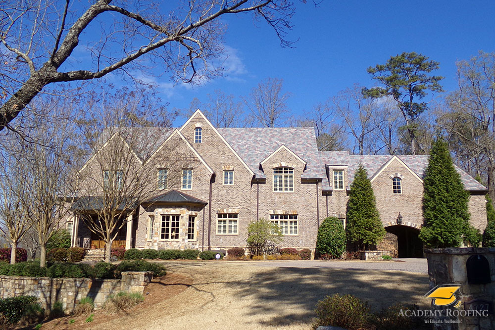 specialty-roofs-1 DaVinci synthetic slate specialty roof installed on luxury home