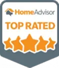 HomeAdvisor top-rated badge awarded to Academy Roofing for trusted commercial roofin