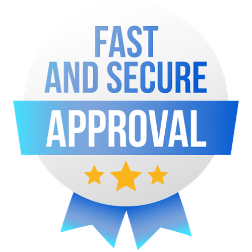 Fast and secure approval badge icon representing quick roofing financing decisions