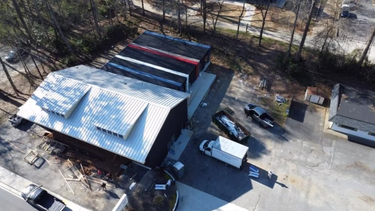 Aerial view of commercial roofing project used during pre-project roof assessment and planning